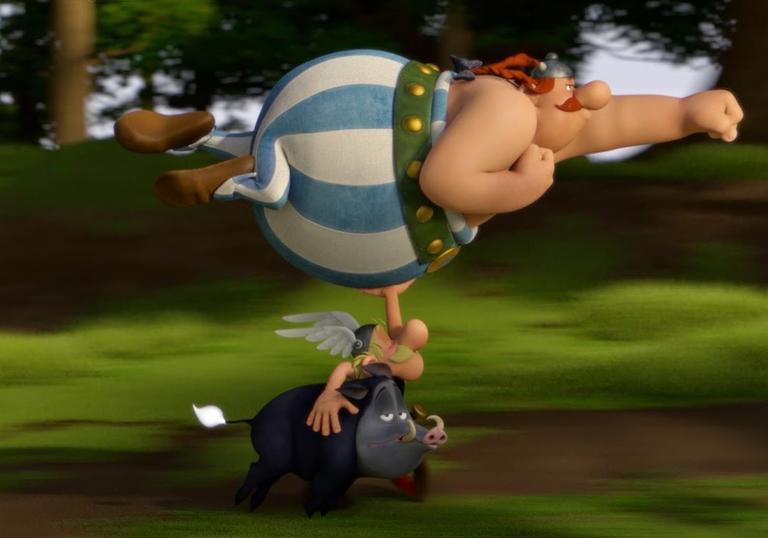 A still from an adventure with odd couple Asterix and Obelix
