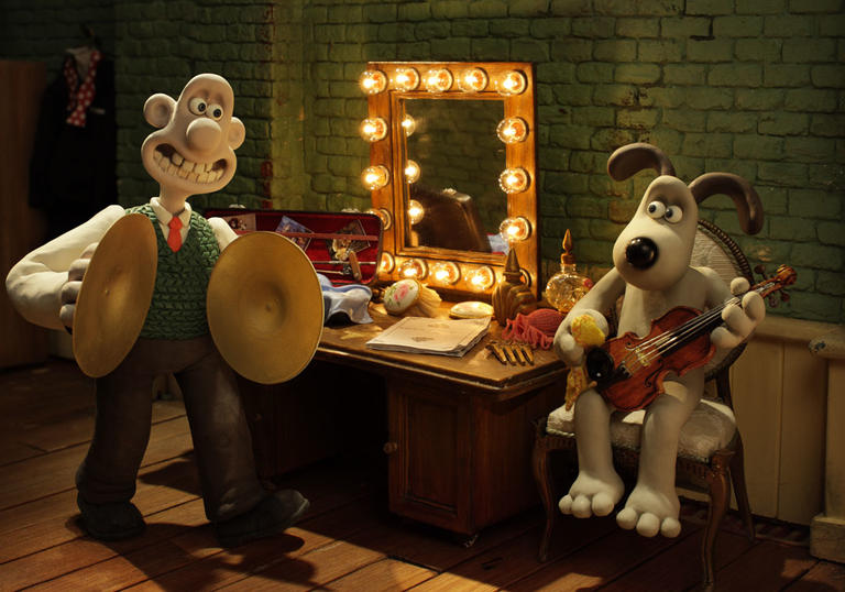 Wallace and Gromit playing instruments