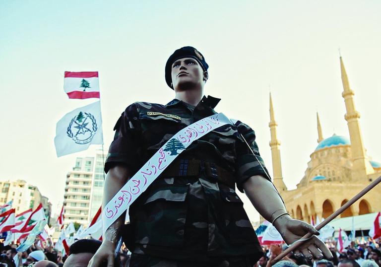 Shot of mannequin dressed as soldier