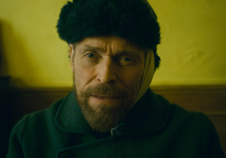 Willem Dafoe as Vincent Van Gogh looking to camera