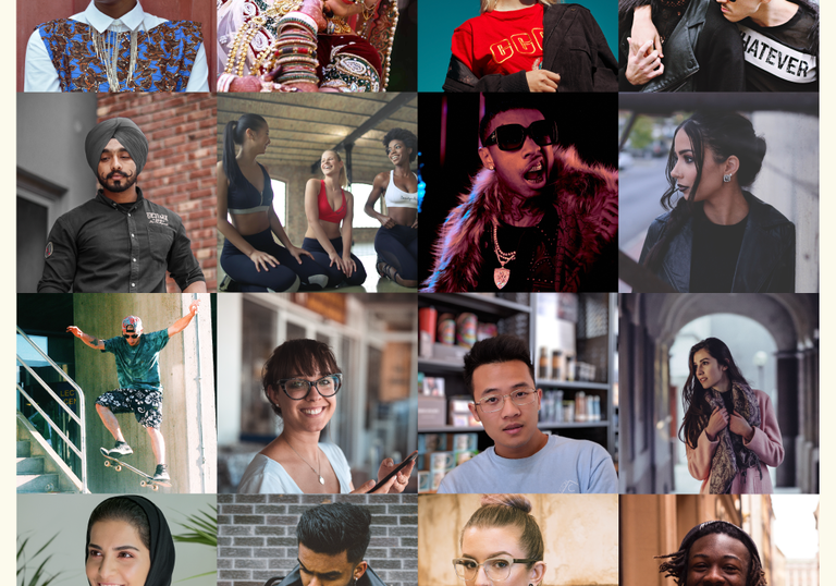 A grid image of a diverse group of people enjoying themselves