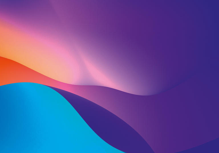 Multi-colour sunrise graphic.