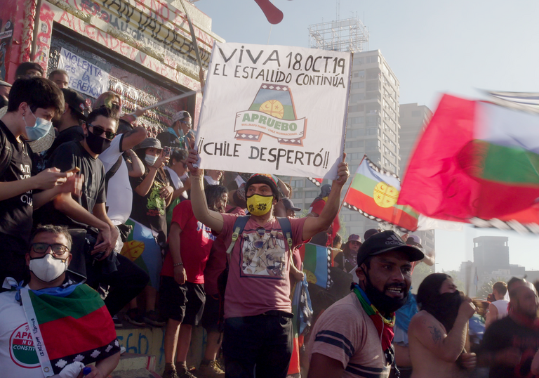 Protesters march on the streets of Chile