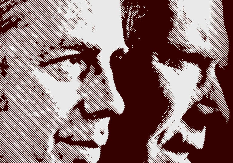 The profile of Clint and Kyle Eastwood in an graphic style