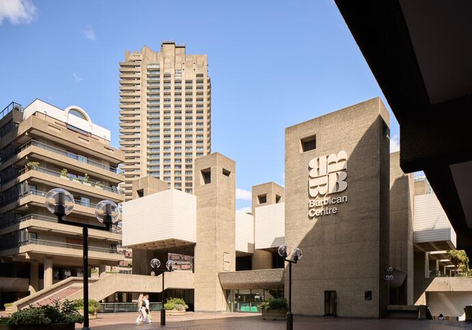 A view of the Barbican Centre, looking towards the Art Gallery