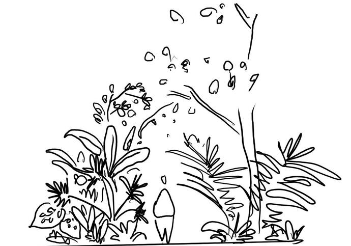 A sketch of lush and immersive planting