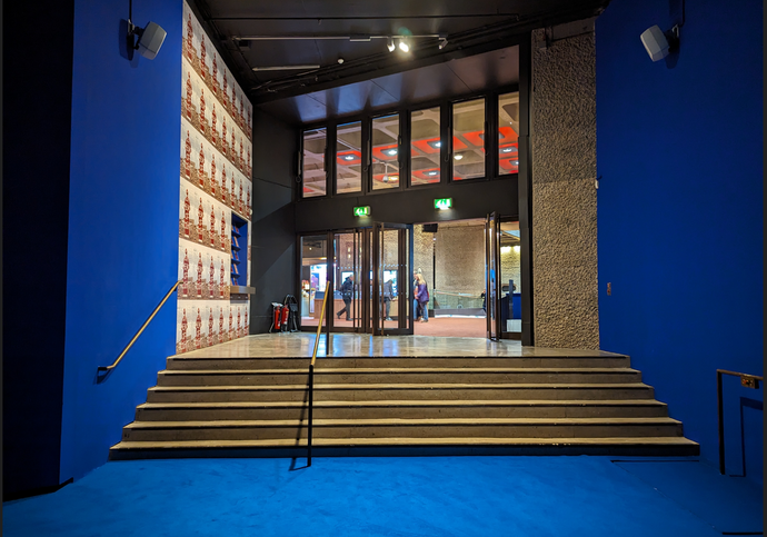 A set of wheelchair inaccessible stairs at the entrance to the Curve gallery