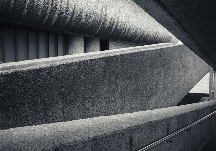 Photo of concrete ramp in Barbican highwalk