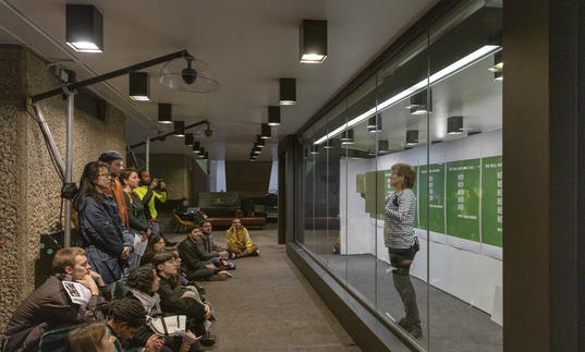 An image of Nina Wakeford in the Level G studio during her last residency at the Barbican