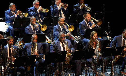 Photograph of a section of the Jazz at Lincoln Centre Orchestra