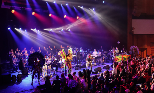 Performers on a stage